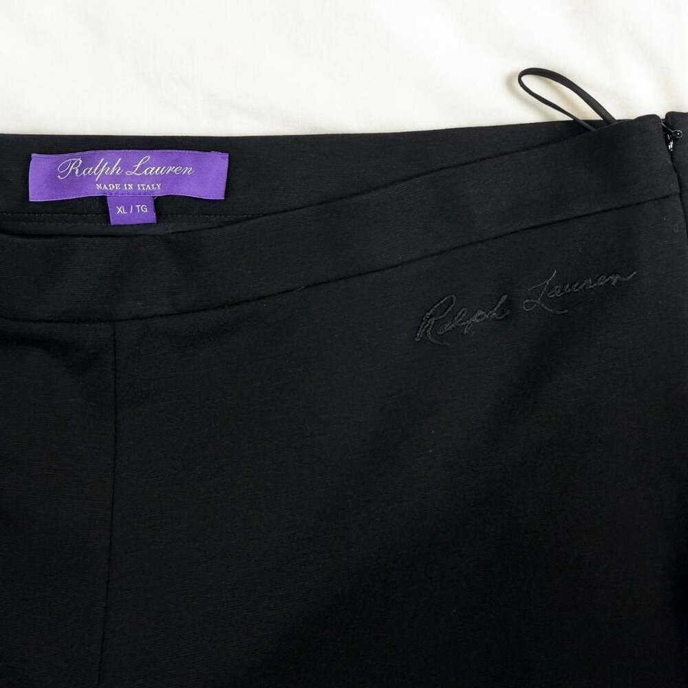 Ralph Lauren Collection Janet Women’s Pants XL Black Leather Trim Italy